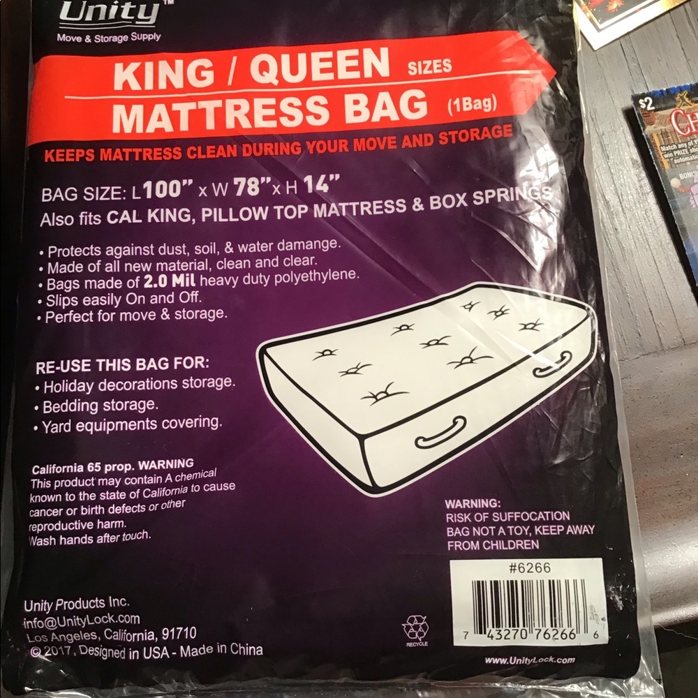 King/queen mattress storage bag